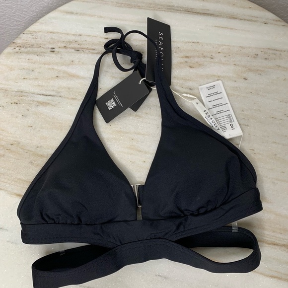 Seafolly bikini set string black NWT size large (bottom sz 10, top sz 8) - Picture 9 of 15